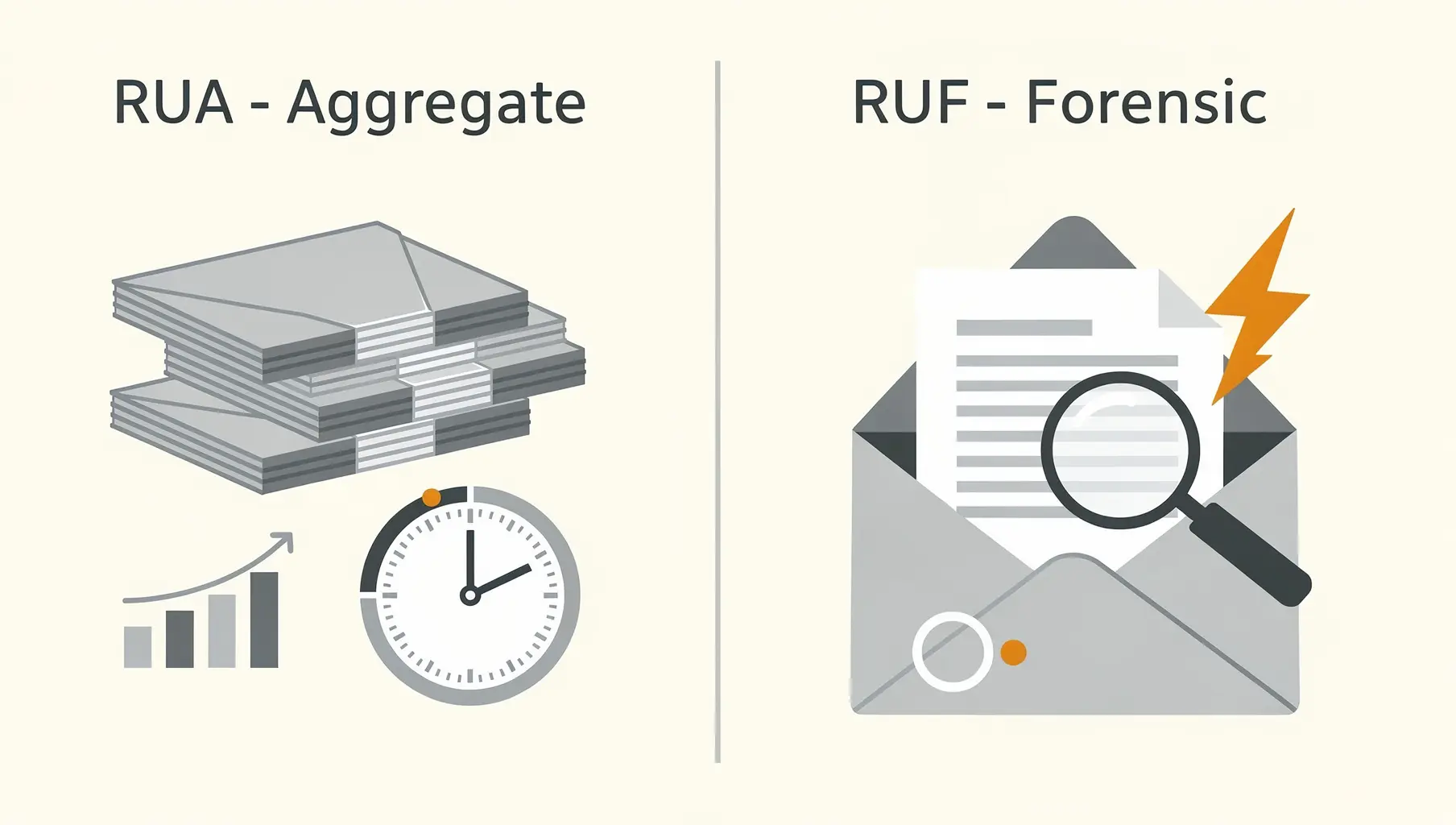 Comparison of RUA and RUF DMARC report types